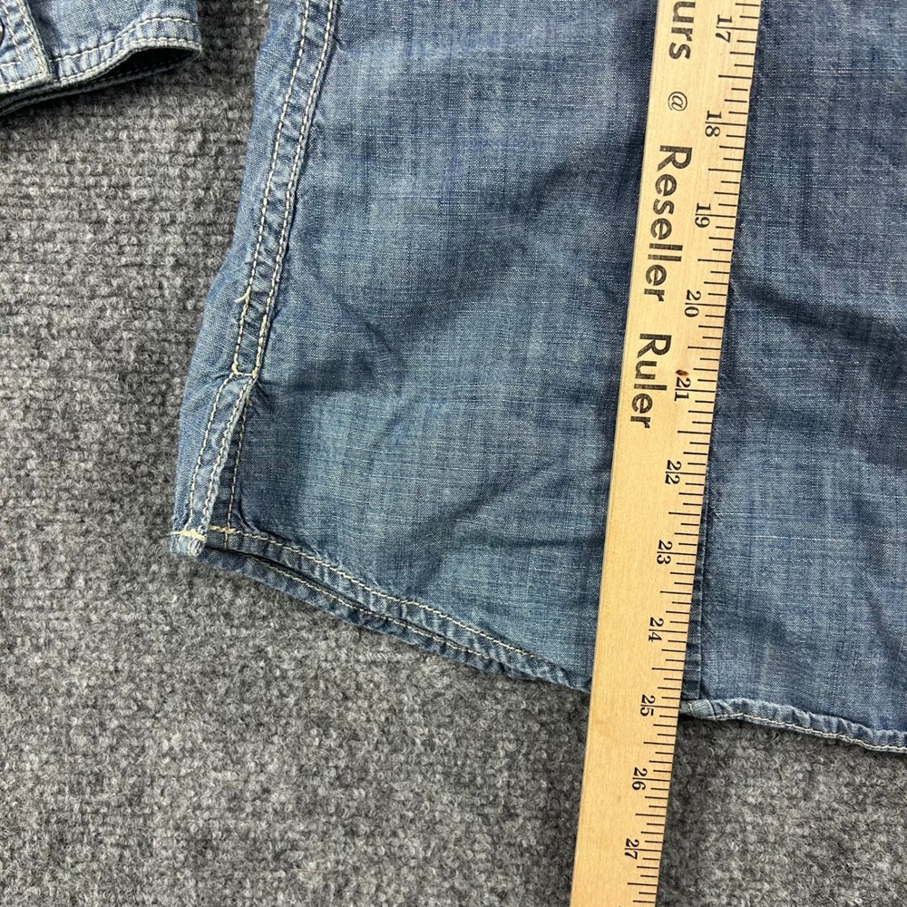Banana Republic Western Shirt Womens Medium Blue Chambray Pearl Snap Denim Top - Picture 6 of 6